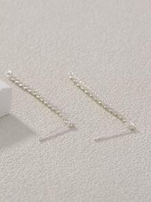 Pendientes con diseño de cadena - Plateado - Ver 5