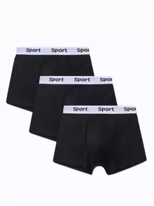 Set de 3 boxers bríef para niño preadolescente con cinta con letras en la cintura