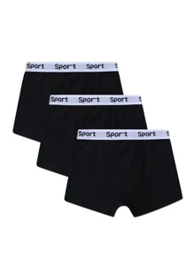 Set de 3 boxers bríef para niño preadolescente con cinta con letras en la cintura