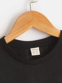 SHEIN Boys Tropical Print Patched Pocket Tee - Black - View 3