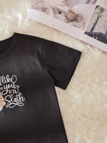 Tween Girls' Slouchy Sloth Printed Plaid Design Homewear Set - Multicolor - View 4