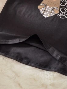 Tween Girls' Slouchy Sloth Printed Plaid Design Homewear Set - Multicolor - View 5