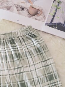 Tween Girls' Slouchy Sloth Printed Plaid Design Homewear Set - Multicolor - View 6