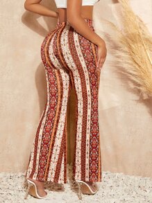 SHEIN SXY Summer Graphic Print Flare Leg Pants - Multicolor - View 2