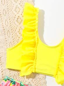 SHEIN Bikini a volant con stampa tropicale casuale per giovani ragazze, coordinati mamma e figlia (venduti separatamente) per l estate in spiaggia