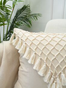 1pc Crochet Tassel Cushion Cover Without Filler