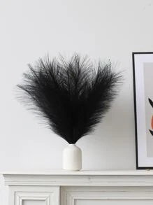 1入組5枝仿真彩繪草黑色人造蘆葦毛茸茸的假花花束,波西米亞風格婚禮宴會裝飾品,適用於居家客廳臥室牆面裝飾,花瓶裝飾,diy拍攝道具 - 黑色 - 查看 1
