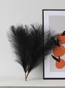 1入組5枝仿真彩繪草黑色人造蘆葦毛茸茸的假花花束,波西米亞風格婚禮宴會裝飾品,適用於居家客廳臥室牆面裝飾,花瓶裝飾,diy拍攝道具 - 黑色 - 查看 3