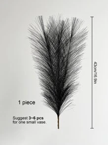 1入組5枝仿真彩繪草黑色人造蘆葦毛茸茸的假花花束,波西米亞風格婚禮宴會裝飾品,適用於居家客廳臥室牆面裝飾,花瓶裝飾,diy拍攝道具 - 黑色 - 查看 4