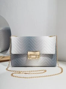 漸層鋸齒紋鏈條翻蓋方包 - 彩色 - 查看 1