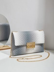 漸層鋸齒紋鏈條翻蓋方包 - 彩色 - 查看 4