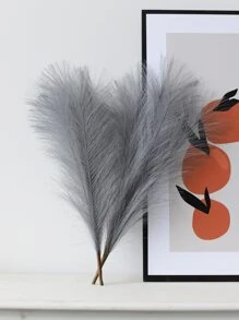 1 件 5 枝灰色仿蒲苇人造芦苇蓬松人造假花波西米亚风装饰适用于婚礼派对装饰、家庭客厅卧室装饰、花瓶布置、DIY 摄影道具、假植物、秋季装饰、房间、书桌、花园装饰、房间装饰用品