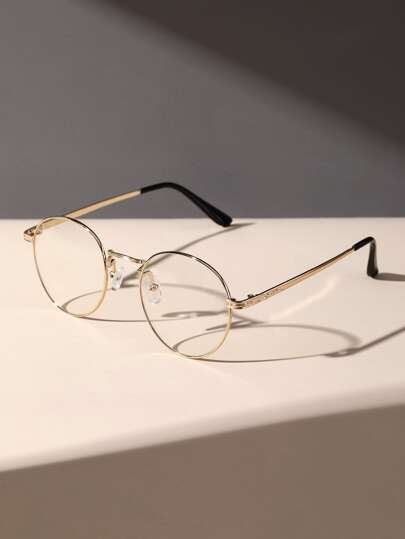 1 قطعة إطار معدني دائري للنظارات غير الطبية، مناسب للاستخدام اليومي