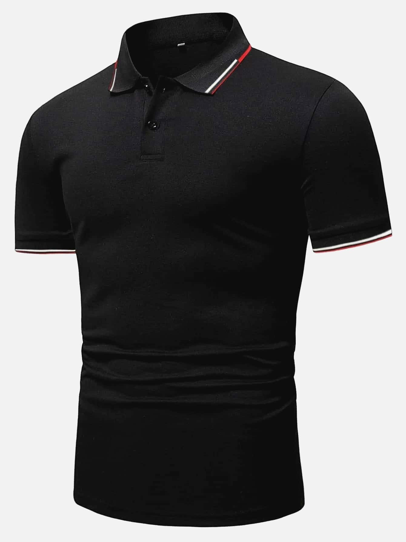Manfinity Homme Men Contrast Trim Polo Shirt - Black - View 1