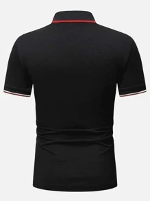 Manfinity Homme Men Contrast Trim Polo Shirt - Black - View 2