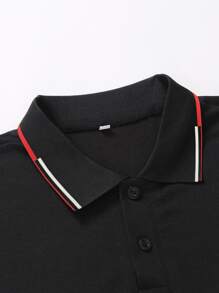 Manfinity Homme Men Contrast Trim Polo Shirt - Black - View 6