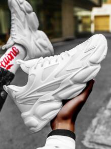 男士白色前綁帶運動鞋,圓頭老爹鞋 - 白色 - 查看 2