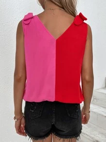 SHEIN Unity Two Tone Tie Shoulder Blouse - Multicolor - View 2