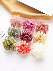 10/50/100pcs Mixed Color Mini Fake Daisy & Carnation Heads, Silk Fabric Autumn Decor Vase, Home New Year Decoration, Outdoor Garden Wedding Bouquet, Living Room DIY Candy Box Wreath, Artificial Plants Home Supplies - Multicolor - View 5