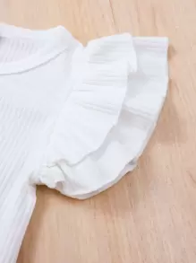 Bộ đồ Em bé Thắt lưng Xù Gân đan Nút phía trước Sọc Dễ thương - Nhiều màu - Xem 4