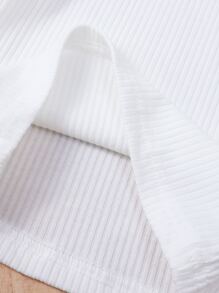 Bộ đồ Em bé Thắt lưng Xù Gân đan Nút phía trước Sọc Dễ thương - Nhiều màu - Xem 5
