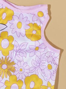 1pc Floral Print Pet Tank - Multicolor - View 5