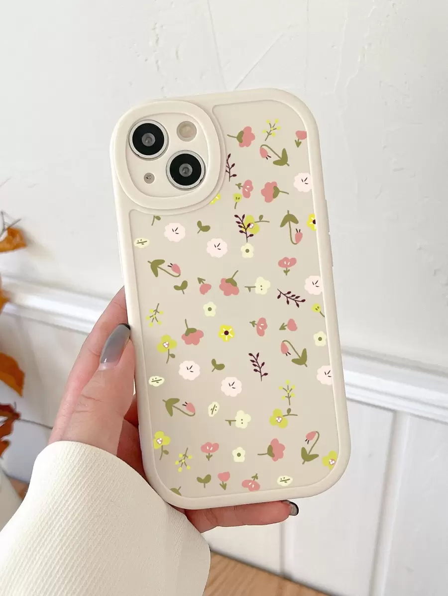Funda de teléfono con estampado floral, cubierta de silicona mate de cobertura completa compatible con iPhone, Galaxy y talla grande modelos - Multicolor - Ver 1