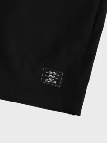 Manfinity VCAY Lỏng lẻo Nam Hai âm Chi tiết Patched thư Eo dây rút Quần short - Màu Khaki - Xem 3