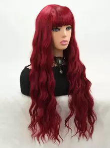 長款酒色劉海化纖假髮28寸女假髮
