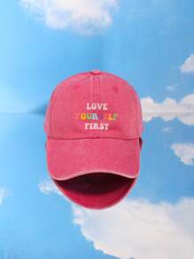 Slogan Graphic Baseball Cap Street - Hot Pink - View 1