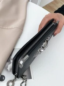Metal Decor Fashion Modern Business For Women White-Collar Workers For Gift For Gift Holiday Penztarca Black Wallets Decorations Teacher Gifts Gift For Girlfriend Women Gifts Novelty Gifts Gift For Boyfriend Husband Gifts Uncle Gifts Gifts For Brothers Man Gift Ideals Present Goth Wallet Halloween Wallet Purse Wallet For Men Long Wallet Wristlet Wallet