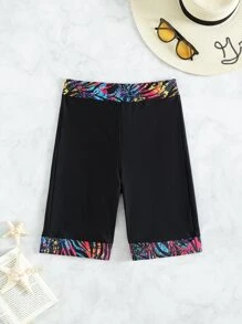 Swim Lushoire Summer Beach Random Print Bikini Shorts - Black - View 3