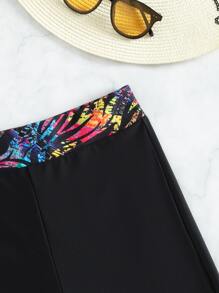 Swim Lushoire Summer Beach Random Print Bikini Shorts - Black - View 4