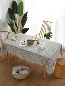 Bubaba 1pc Bohemian Style Floral Print Tablecloth, Vintage Blue & White Porcelain Pattern, Rectangular With Tassels, Suitable For Dining Room, Kitchen, Bedroom, Living Room, Party, Wedding, Restaurant, Cafe, All Seasons - Multicolor - View 7