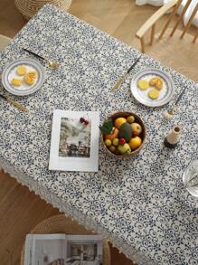 Bubaba 1pc Bohemian Style Floral Print Tablecloth, Vintage Blue & White Porcelain Pattern, Rectangular With Tassels, Suitable For Dining Room, Kitchen, Bedroom, Living Room, Party, Wedding, Restaurant, Cafe, All Seasons - Multicolor - View 9