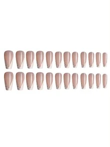 Nail Nina 24入組長款棺材形假指甲和1入組指甲銼和1片果凍膠 - 彩色 - 查看 2