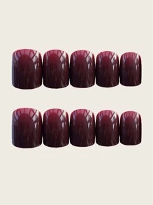 Nail Nina Transform Your Nails with 24pcs Short Square Burgundy Solid Color Glossy Fake Nail & 1pc Nail File & 1sheet Tape - Burgundy - View 5