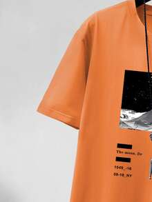 Manfinity Homme Men Letter & Picture Print Tee & Drawstring Waist Shorts - Multicolor - View 4