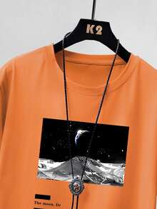 Manfinity Homme Men Letter & Picture Print Tee & Drawstring Waist Shorts - Multicolor - View 5