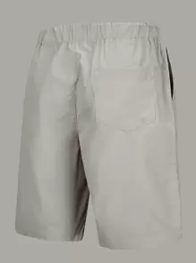 男士素色口袋貼布腰部抽繩短褲 - 灰色 - 查看 2