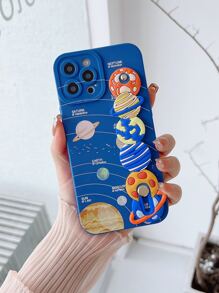卡通星球手機外殼帶腕帶支架 - 藍色 - 查看 3