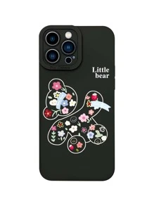 Floral Bear Phone Case - Black - View 3