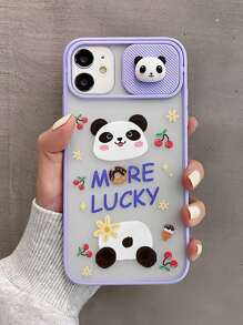 卡通貓熊拖鞋相機套手機殼 - 紫色 - 查看 2