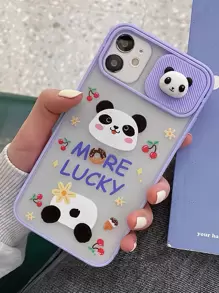卡通貓熊拖鞋相機套手機殼 - 紫色 - 查看 3