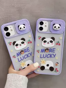 卡通貓熊拖鞋相機套手機殼 - 紫色 - 查看 4