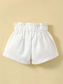 Souflis Souflis Baby Girl Bow Front Paper Bag Waist Denim Shorts,Holiday,Summer,Travel