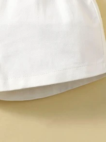 Souflis Souflis Baby Girl Bow Front Paper Bag Waist Denim Shorts,Holiday,Summer,Travel