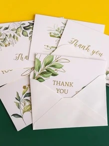 6pcs Random Green Plant Thank You Cards - Green - View 2