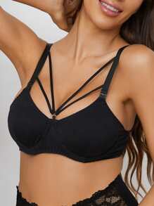 SHEIN Maternidad Sujetador con aro O con abertura con aro - Negro - Ver 2