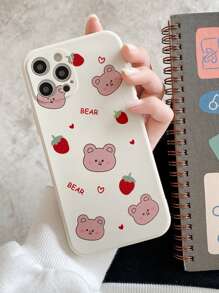 Funda de celular con patrón de fresa - Beis - Ver 2